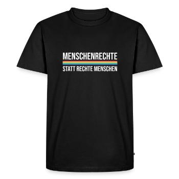 Menschenrechte statt rechte Menschen - Männer Premium Bio T-Shirt - Schwarz - Vorne - Nico (187cm)