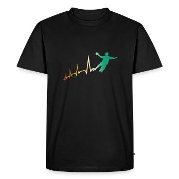 Joueurs de handball battement de cœur handball - T-shirt Premium bio Homme - noir - Devant - Nico (187cm)