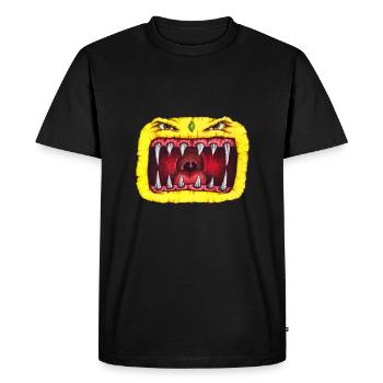 Monstre avec des dents jaunes - T-shirt Premium bio Homme - noir - Devant - Nico (187cm)