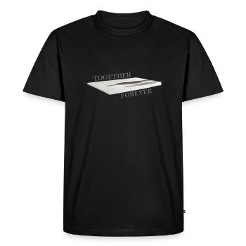 Ombre de deux personnes au bout de l’escalier - T-shirt Premium bio Homme - noir - Devant - Nico (187cm)