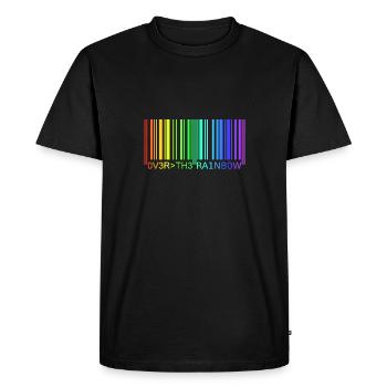 Barcode Regenbogen - Männer Premium Bio T-Shirt - Schwarz - Vorne - Nico (187cm)