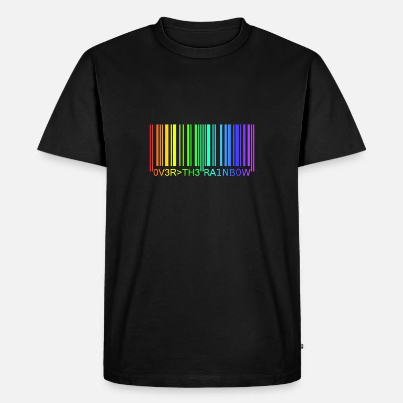 Barcode Regenbogen - Männer Premium Bio T-Shirt - Schwarz