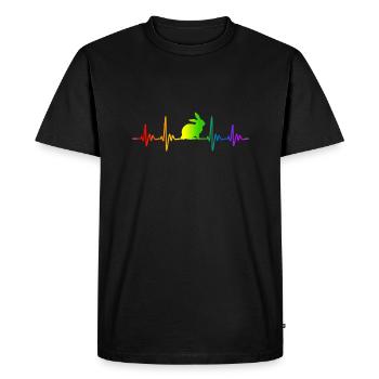 Rabbit Rabbit Rainbow Colors Pulse ECG Heart - Men's Premium Organic T-Shirt - black - Front - Nico (187cm)