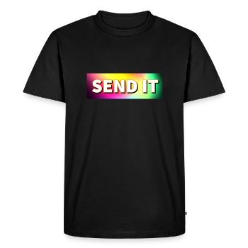 Logo de la boîte SEND IT - T-shirt Premium bio Homme - noir - Devant - Nico (187cm)