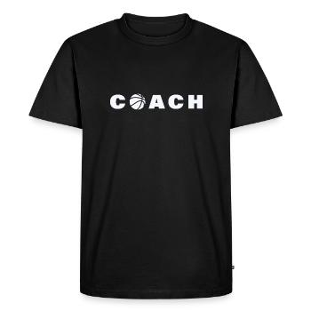 Basket entraîneur coach motif - T-shirt Premium bio Homme - noir - Devant - Nico (187cm)