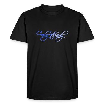 Chat fou Dame Texte Folle Femme Chats Amour - T-shirt Premium bio Homme - noir - Devant - Nico (187cm)