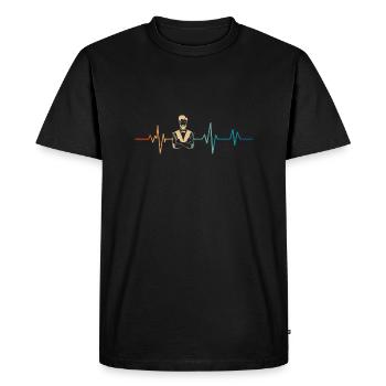 Battement de coeur rétro coiffeur - T-shirt Premium bio Homme - noir - Devant - Nico (187cm)