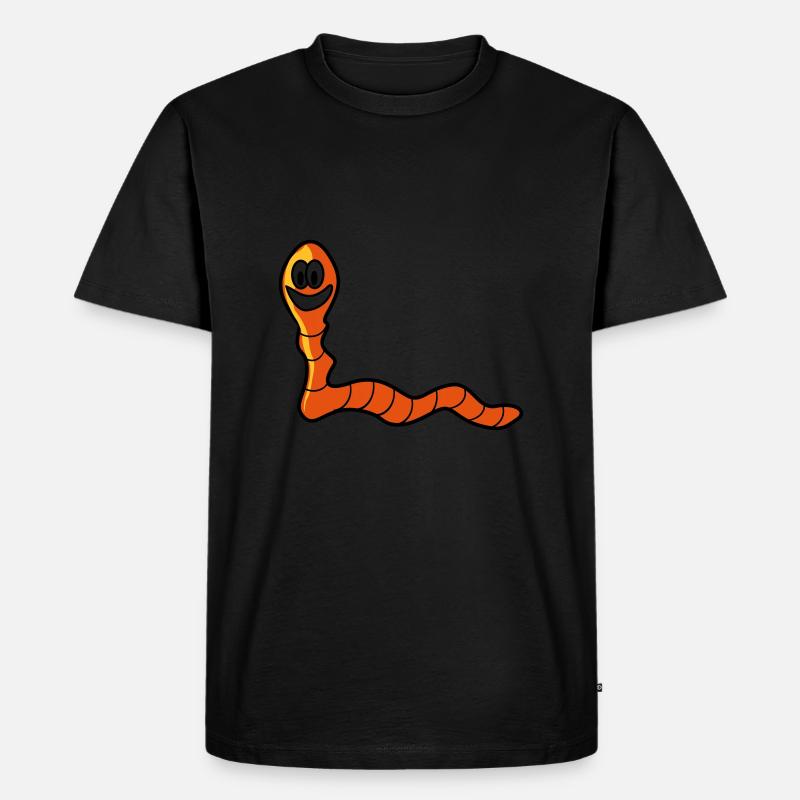 Regenwurm Wurm - Männer Premium Bio T-Shirt - Schwarz