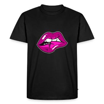 Lèvres - T-shirt Premium bio Homme - noir - Devant - Nico (187cm)