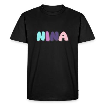Name - Nina - Men's Premium Organic T-Shirt - black - Front - Nico (187cm)