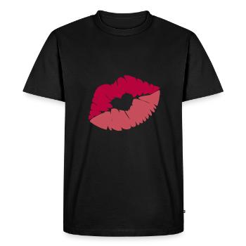 Embrasser la bouche avec le coeur - T-shirt Premium bio Homme - noir - Devant - Nico (187cm)