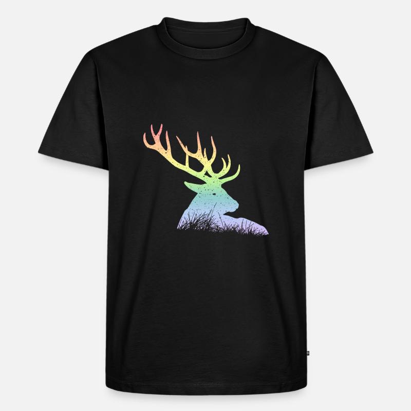 Hirsch - Männer Premium Bio T-Shirt - Schwarz