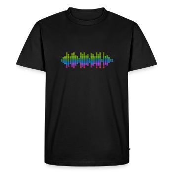 Sound Waves Music Wave Vintage Retro DJ Heart Disc - Men's Premium Organic T-Shirt - black - Front - Nico (187cm)