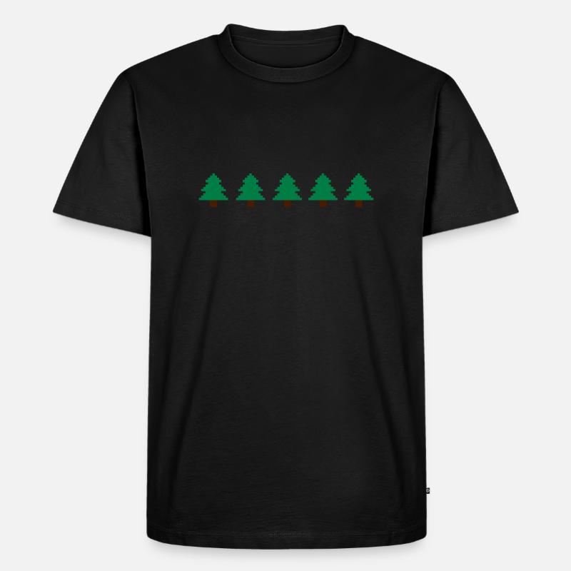Weihnachtsbäume Pixel - Männer Premium Bio T-Shirt - Schwarz
