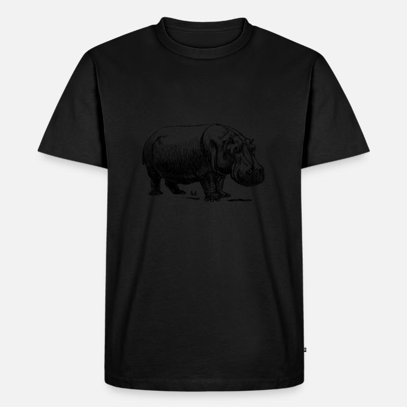 Nilpferd - Männer Premium Bio T-Shirt - Schwarz