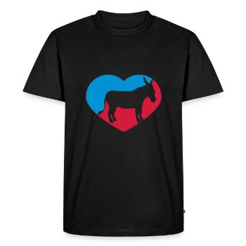 coeur j'aime amour âne cheval poney petit packelsel l - T-shirt Premium bio Homme - noir - Devant - Nico (187cm)