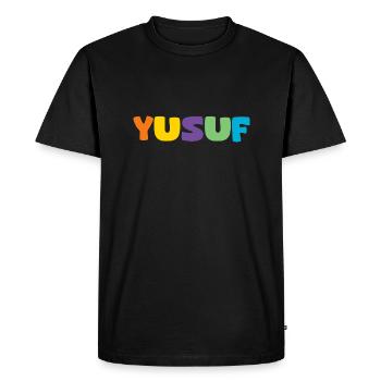 Nom - Yusuf - T-shirt Premium bio Homme - noir - Devant - Nico (187cm)