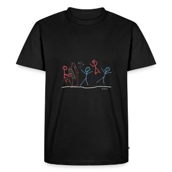 Piano stick man, woman music leisure hobby - Men's Premium Organic T-Shirt - black - Front - Nico (187cm)
