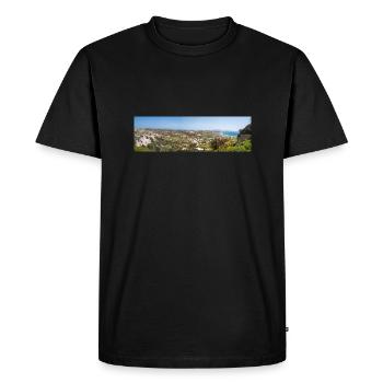 Landscape view of Castle of Kefalos Kos Island - Men's Premium Organic T-Shirt - black - Front - Nico (187cm)
