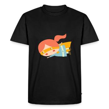 Flying superheroine - Men's Premium Organic T-Shirt - black - Front - Nico (187cm)