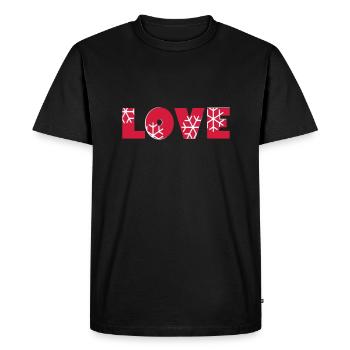 ❅❤✦ ° • Typographie Romantique Amour-Amour Gelé-Cristal - T-shirt Premium bio Homme - noir - Devant - Nico (187cm)