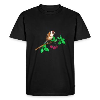 Goldfinch and raspberry - Men's Premium Organic T-Shirt - black - Front - Nico (187cm)