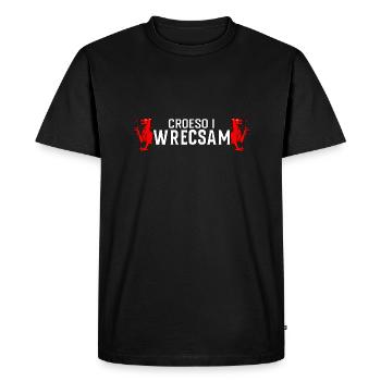 CROESO I WRECSAM - Men's Premium Organic T-Shirt - black - Front - Nico (187cm)