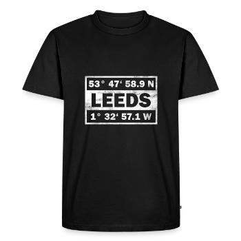Leeds Coordonnées Ville Angleterre Leeds - T-shirt Premium bio Homme - noir - Devant - Nico (187cm)