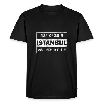 Istanbul Coordonnées Ville Turquie Istanbul - T-shirt Premium bio Homme - noir - Devant - Nico (187cm)