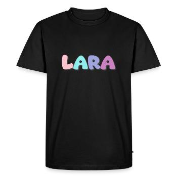Name - Lara - Men's Premium Organic T-Shirt - black - Front - Nico (187cm)