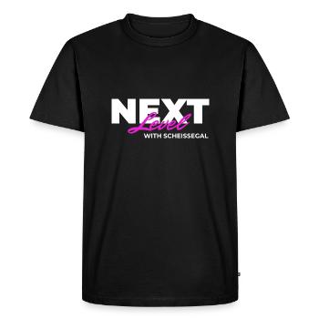 Passez au niveau supérieur avec SCHEISSEGAL - T-shirt Premium bio Homme - noir - Devant - Nico (187cm)