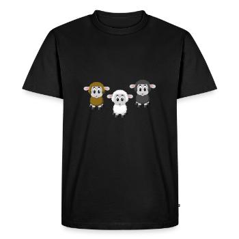 agneaux mignons en marron, blanc et noir - T-shirt Premium bio Homme - noir - Devant - Nico (187cm)