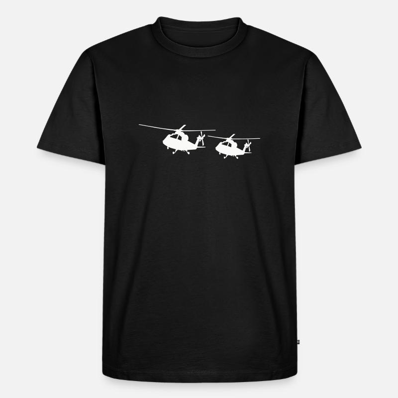 hubschrauber silhouette - Männer Premium Bio T-Shirt - Schwarz