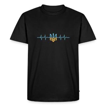 Heartbeat Ukraine Peace Peace - Men's Premium Organic T-Shirt - black - Front - Nico (187cm)