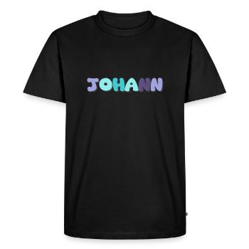 Name - Johann - Men's Premium Organic T-Shirt - black - Front - Nico (187cm)