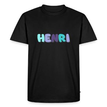 Name - Henri - Men's Premium Organic T-Shirt - black - Front - Nico (187cm)