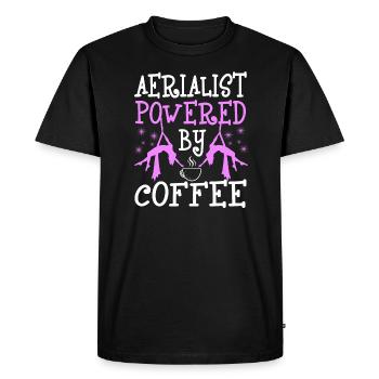 Aerialist Powered By Coffee Funny Job Title Gift - Men's Premium Organic T-Shirt - black - Front - Nico (187cm)
