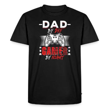 Papa By Day Gamer By Night - T-shirt Premium bio Homme - noir - Devant - Nico (187cm)