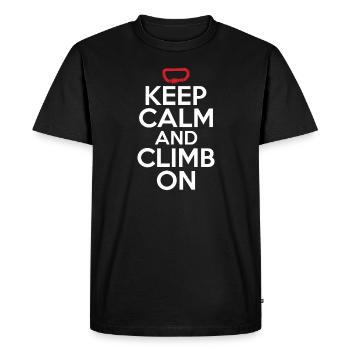 Gardez votre calme et grimpez sur des rochers d'escalade - T-shirt Premium bio Homme - noir - Devant - Nico (187cm)