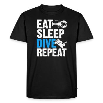 Manger Dormir Plonger Répéter Plongée Drôle - T-shirt Premium bio Homme - noir - Devant - Nico (187cm)