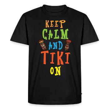Restez calme et faites du tiki hawaïen luau p - T-shirt Premium bio Homme - noir - Devant - Nico (187cm)