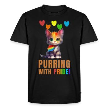 Gay pride - purring with pride - Men's Premium Organic T-Shirt - black - Front - Nico (187cm)
