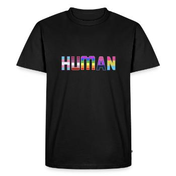 Human LGBTQ T-Shirt Flag Pride - Men's Premium Organic T-Shirt - black - Front - Nico (187cm)