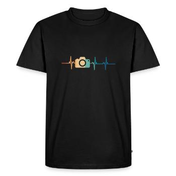 Heartbeat Camera - Men's Premium Organic T-Shirt - black - Front - Nico (187cm)