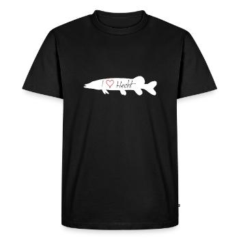 I Love Pike white - Men's Premium Organic T-Shirt - black - Front - Nico (187cm)