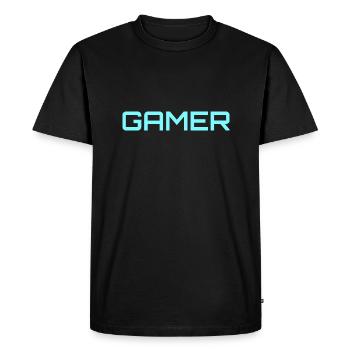Gamer Blue - Men's Premium Organic T-Shirt - black - Front - Nico (187cm)