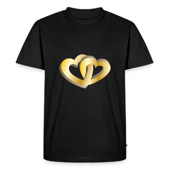 Deux coeurs d'or - T-shirt Premium bio Homme - noir - Devant - Nico (187cm)