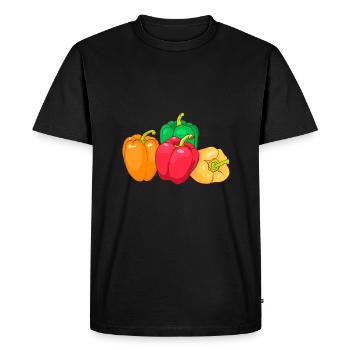 Yellow Red Green Orange Paprika Paprika - Men's Premium Organic T-Shirt - black - Front - Nico (187cm)