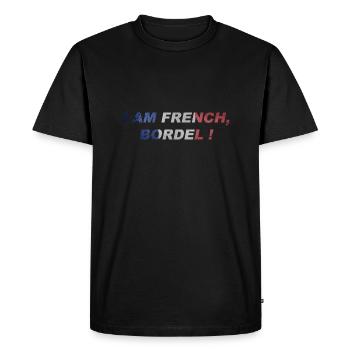 I am french bordel flag ita - T-shirt Premium bio Homme - noir - Devant - Nico (187cm)