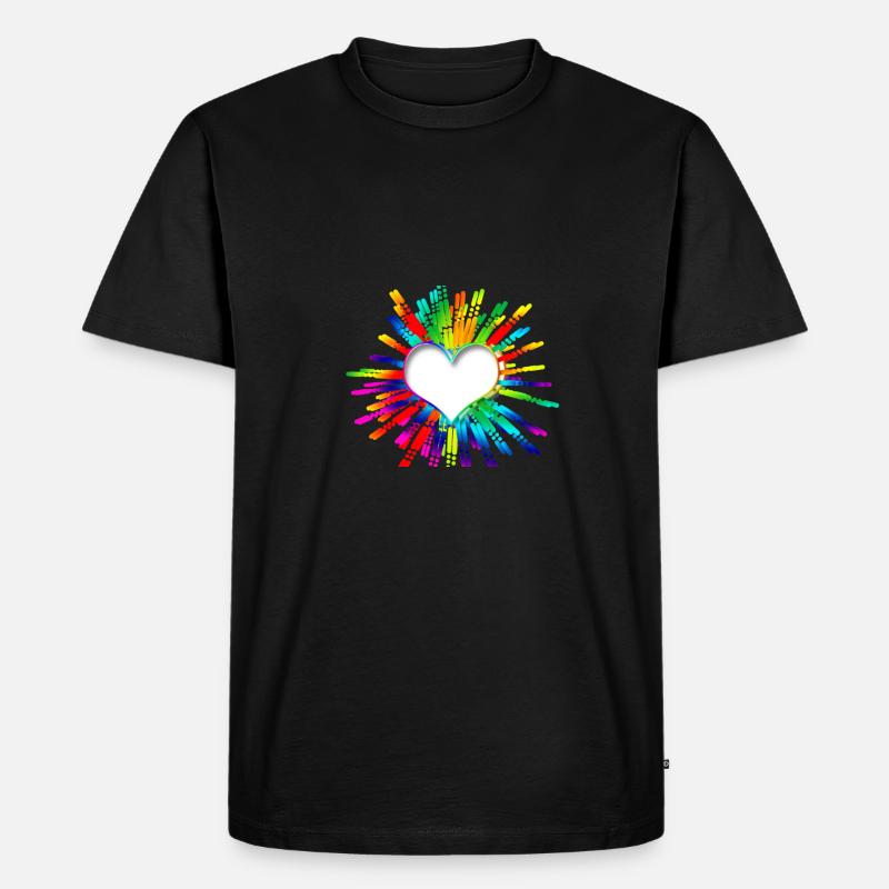 Herz Regenbogen - Männer Premium Bio T-Shirt - Schwarz